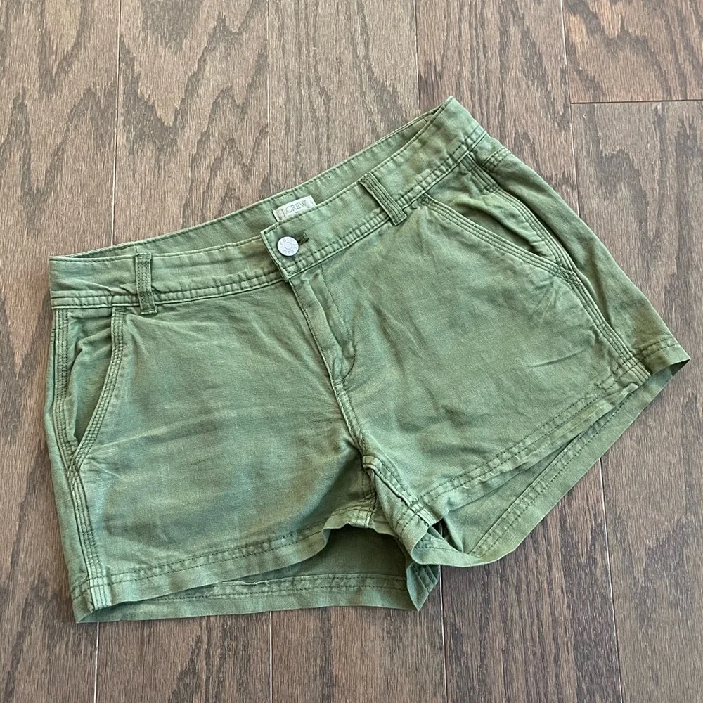 J. Crew Army Green Linen Shorts